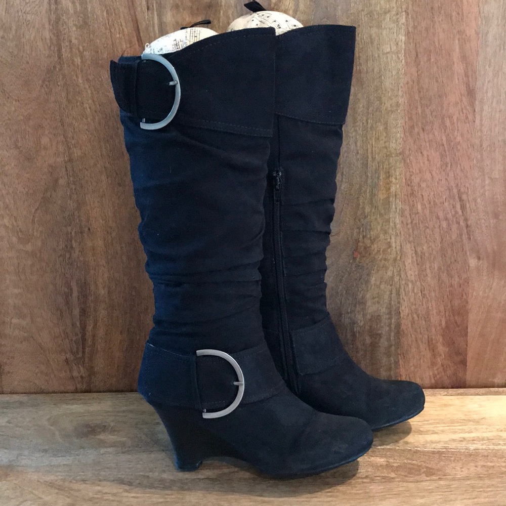 Black Suede slouch boots